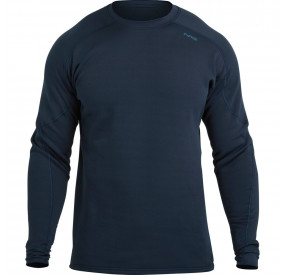 Dunkelblauer Fleecepullover mit schmalem Schnitt, Rundhalsausschnitt und wärmendem Material für Training und Outdoor.
