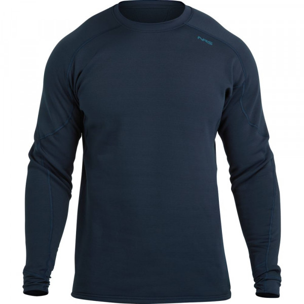 Dunkelblauer Fleecepullover mit schmalem Schnitt, Rundhalsausschnitt und wärmendem Material für Training und Outdoor.