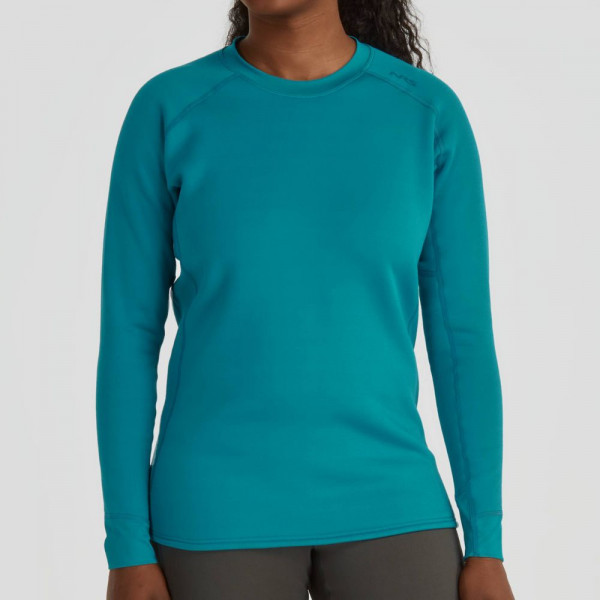 Türkiser Fleecepullover mit Rundhalsausschnitt, schmalem Schnitt und weichem, wärmendem Material.