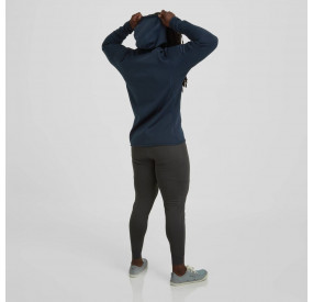 Schwarze Fleece-Tights mit hohem Bund, figurbetontem Schnitt und elastischem Material für Wärme und Komfort.