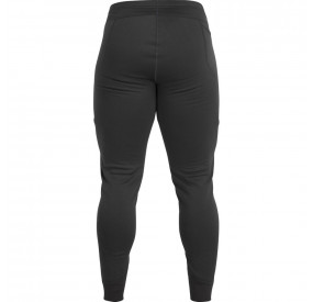 Schwarze Fleece-Tights mit hohem Bund, figurbetontem Schnitt und elastischem Material für Wärme und Komfort.