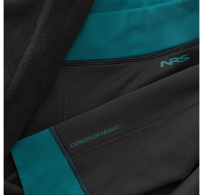 Dunkelgraue Fleece-Tights mit kontrastierendem, türkisfarbenem Bund für Wärme und sportlichen Look.