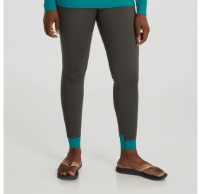Dunkelgraue Fleece-Tights mit kontrastierendem, türkisfarbenem Bund für Wärme und sportlichen Look.