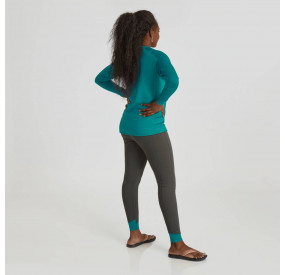 Dunkelgraue Fleece-Tights mit kontrastierendem, türkisfarbenem Bund für Wärme und sportlichen Look.
