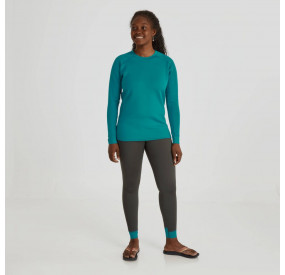 Dunkelgraue Fleece-Tights mit kontrastierendem, türkisfarbenem Bund für Wärme und sportlichen Look.