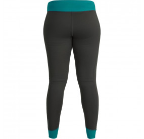 Dunkelgraue Fleece-Tights mit kontrastierendem, türkisfarbenem Bund für Wärme und sportlichen Look.