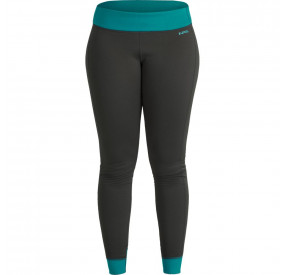 Dunkelgraue Fleece-Tights mit kontrastierendem, türkisfarbenem Bund für Wärme und sportlichen Look.