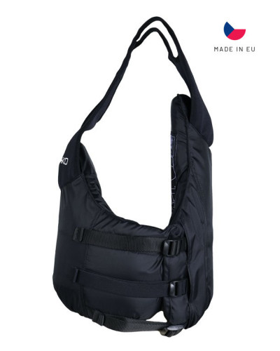 Black slalom swim vest with a slim fit and secure fit for maximum freedom of movement during competition.