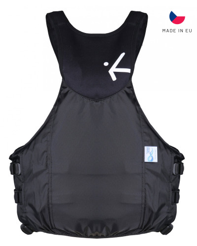 Black slalom swim vest with a slim fit and secure fit for maximum freedom of movement during competition.