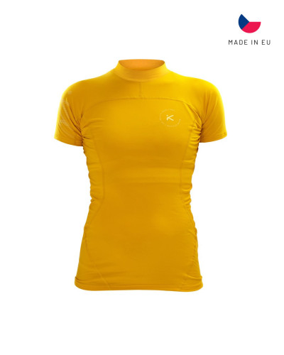 Schwarzes Kurzarm-Funktionsshirt mit figurbetontem Schnitt und elastischem Material für Training und Sport.