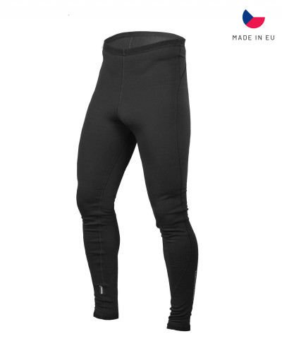 Schwarze, elastische Fleecehose mit engem Schnitt, wärmendem Innenfutter und hohem Bund für Komfort.