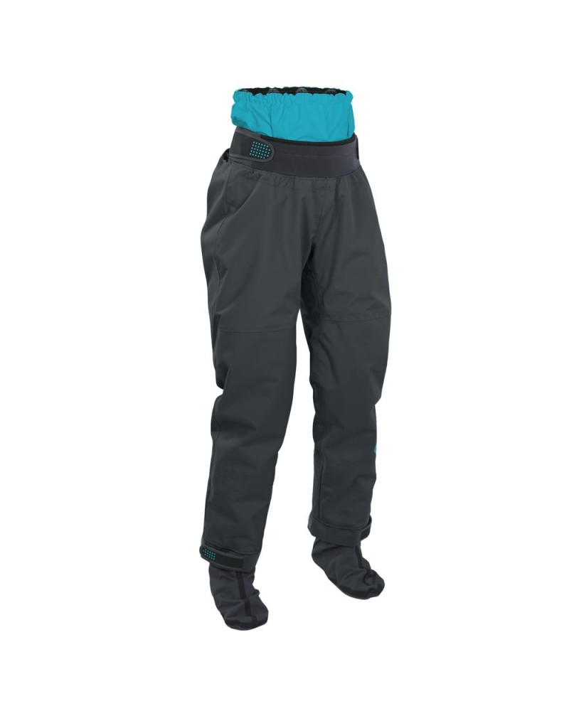 Technical dry pants, waterproof and breathable, with a high waistband, sturdy reinforcements, and an optimal fit in the kayak.