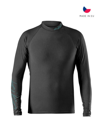 Langärmeliges Shirt in Schwarz mit dezenten Printdetails und sportlich-enganliegender Passform für Paddelsport.