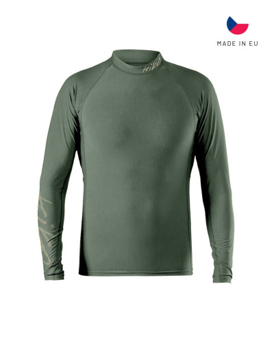 Langärmeliges Shirt in Olive mit dezenten Printdetails und sportlich-enganliegender Passform für Paddelsport.