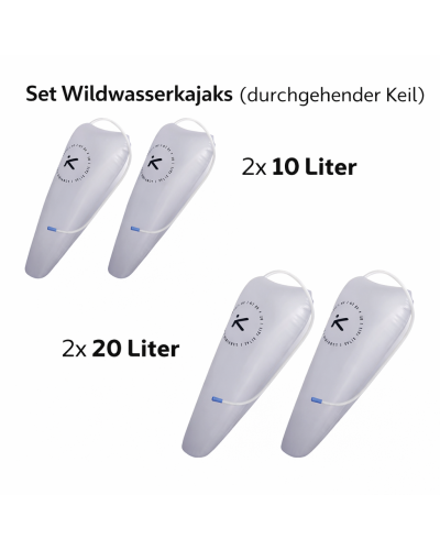 Set Wildwasser-Auftriebskörper mit Prallplatte, 10 L und 20 L, für optimale Volumenverteilung und Sicherheit im Kajak