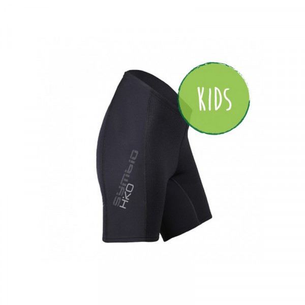 Schwarze Kinder-Neoprenshorts mit ergonomischem Schnitt, elastischem Material und sportlicher Passform für Wassersport.